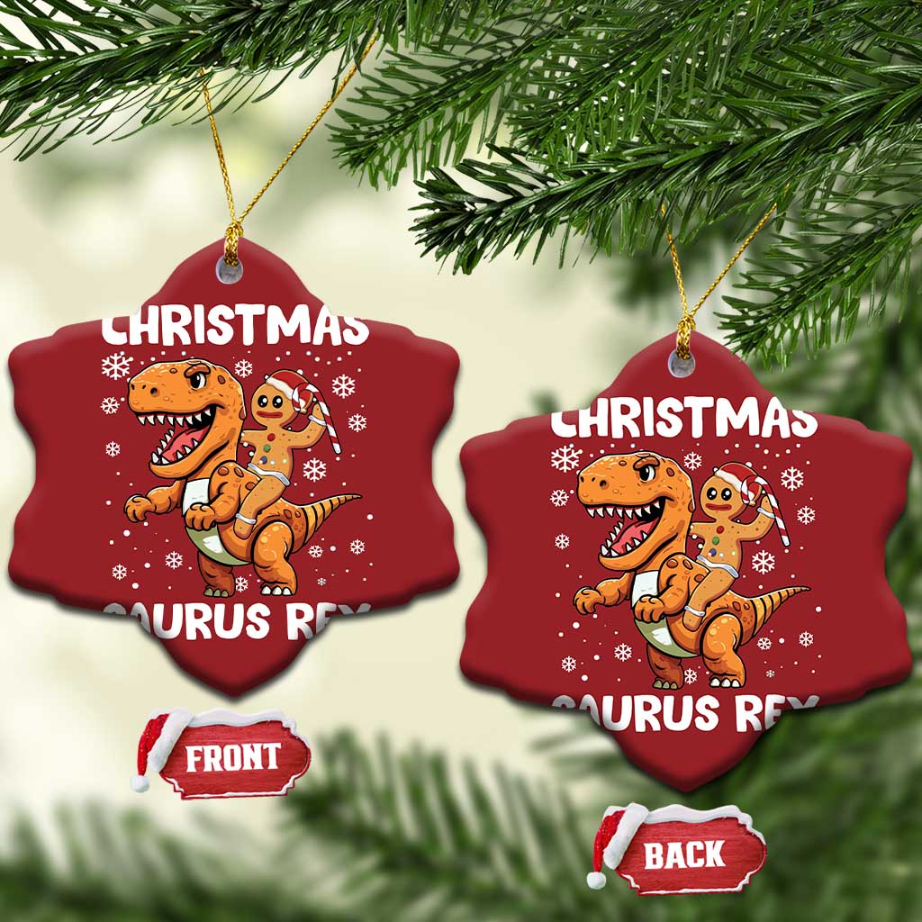 Funny Xmas Christmas Ornament Gingerbread Riding Dinosaur Christmas Saurus Rex TS09