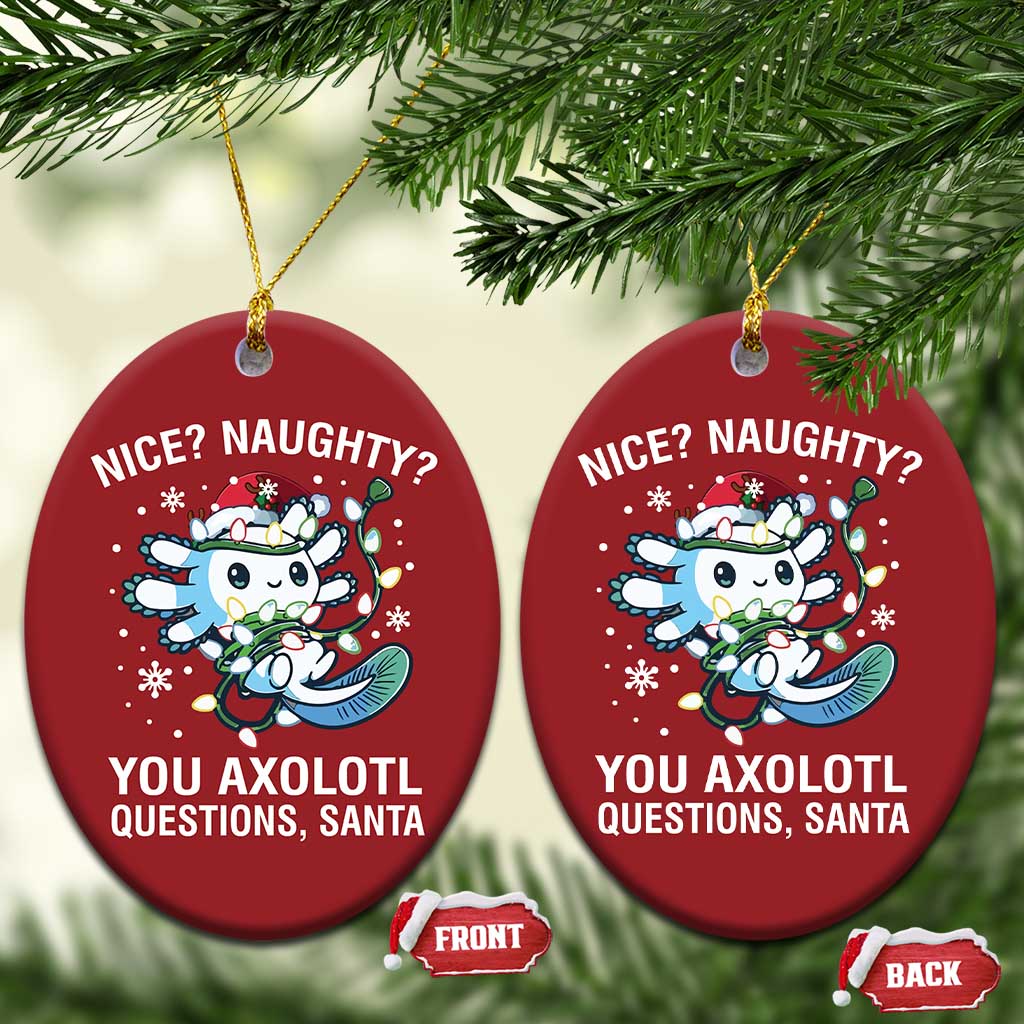 Xmas Axolotl Christmas Ornament Nice Naughty You Axolotl Questions Santa TS09