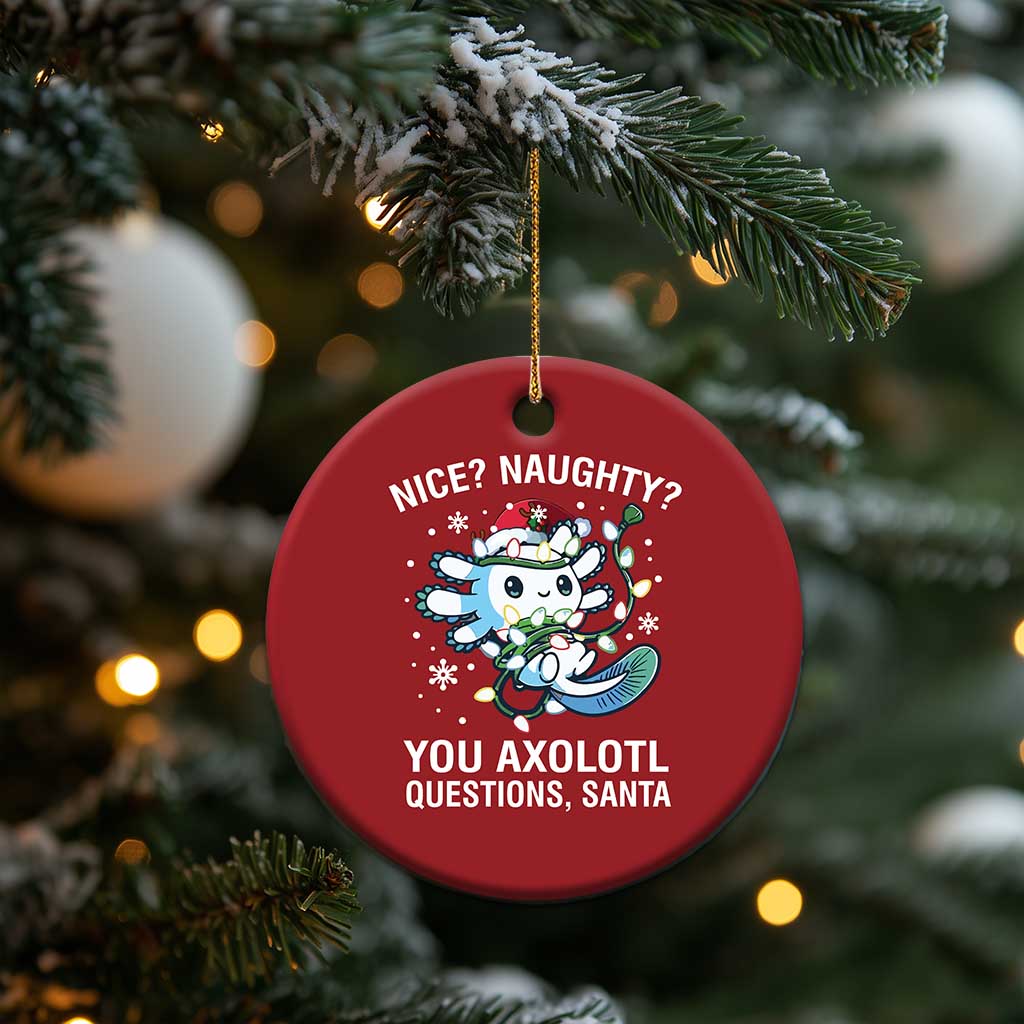 Xmas Axolotl Christmas Ornament Nice Naughty You Axolotl Questions Santa TS09