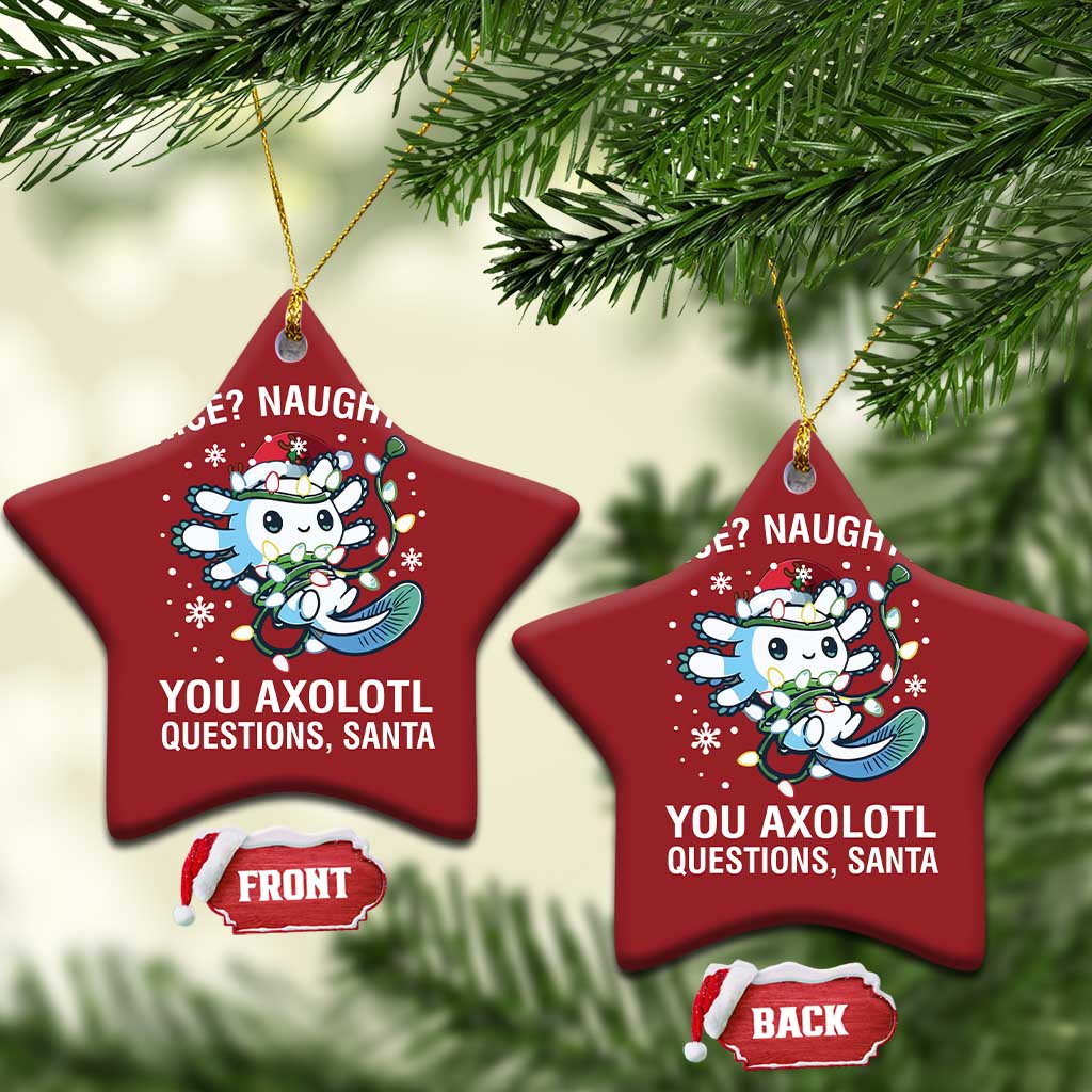 Xmas Axolotl Christmas Ornament Nice Naughty You Axolotl Questions Santa TS09
