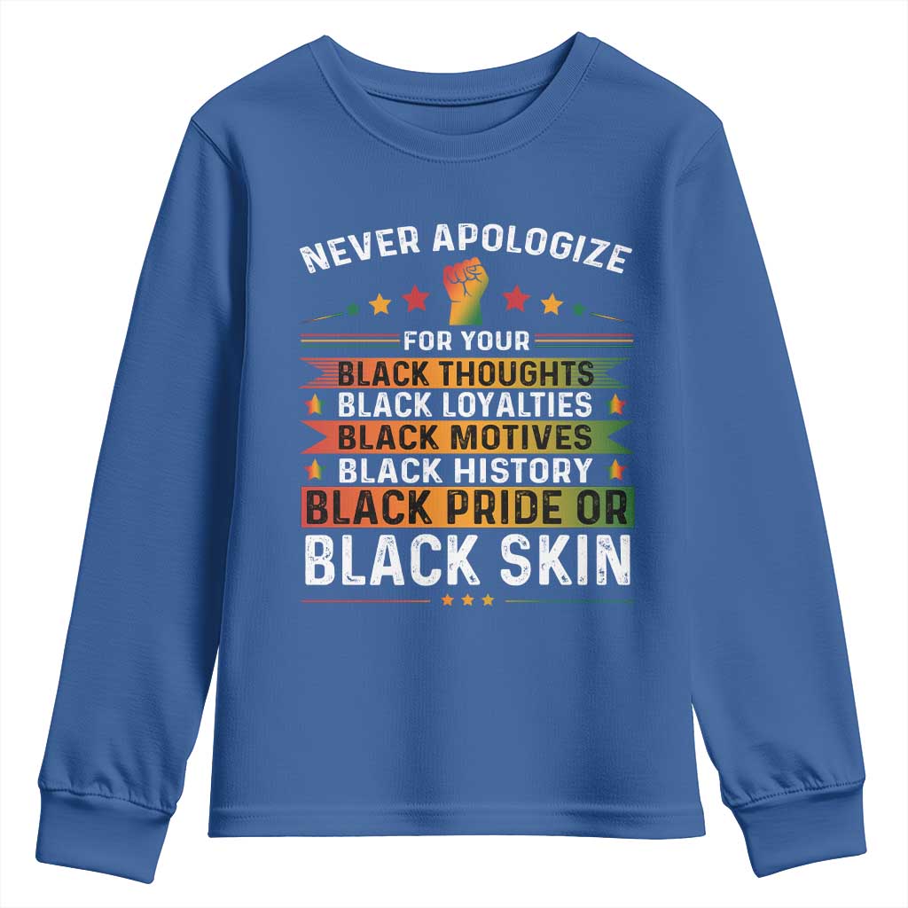 Black Pride Youth Sweatshirt Never Apologize For Your Blackness TS09