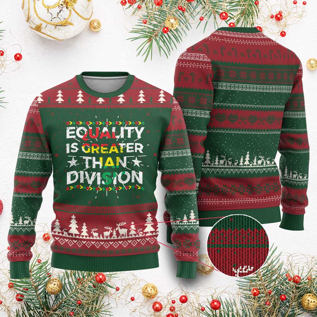Black History Month Ugly Christmas Sweater Equality Is Greater Than Division TS09