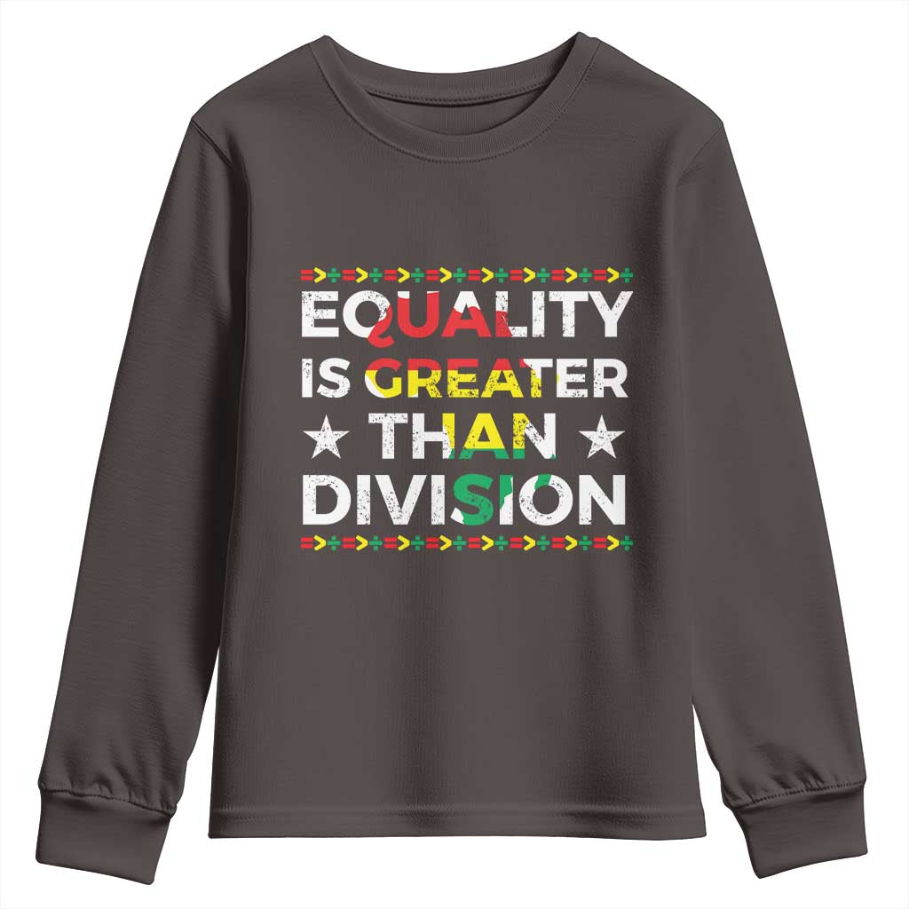 Black History Month Youth Sweatshirt Equality Is Greater Than Division TS09