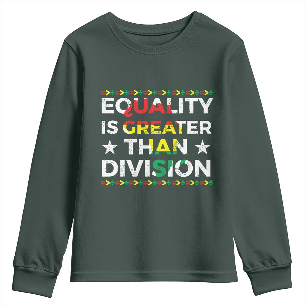 Black History Month Youth Sweatshirt Equality Is Greater Than Division TS09