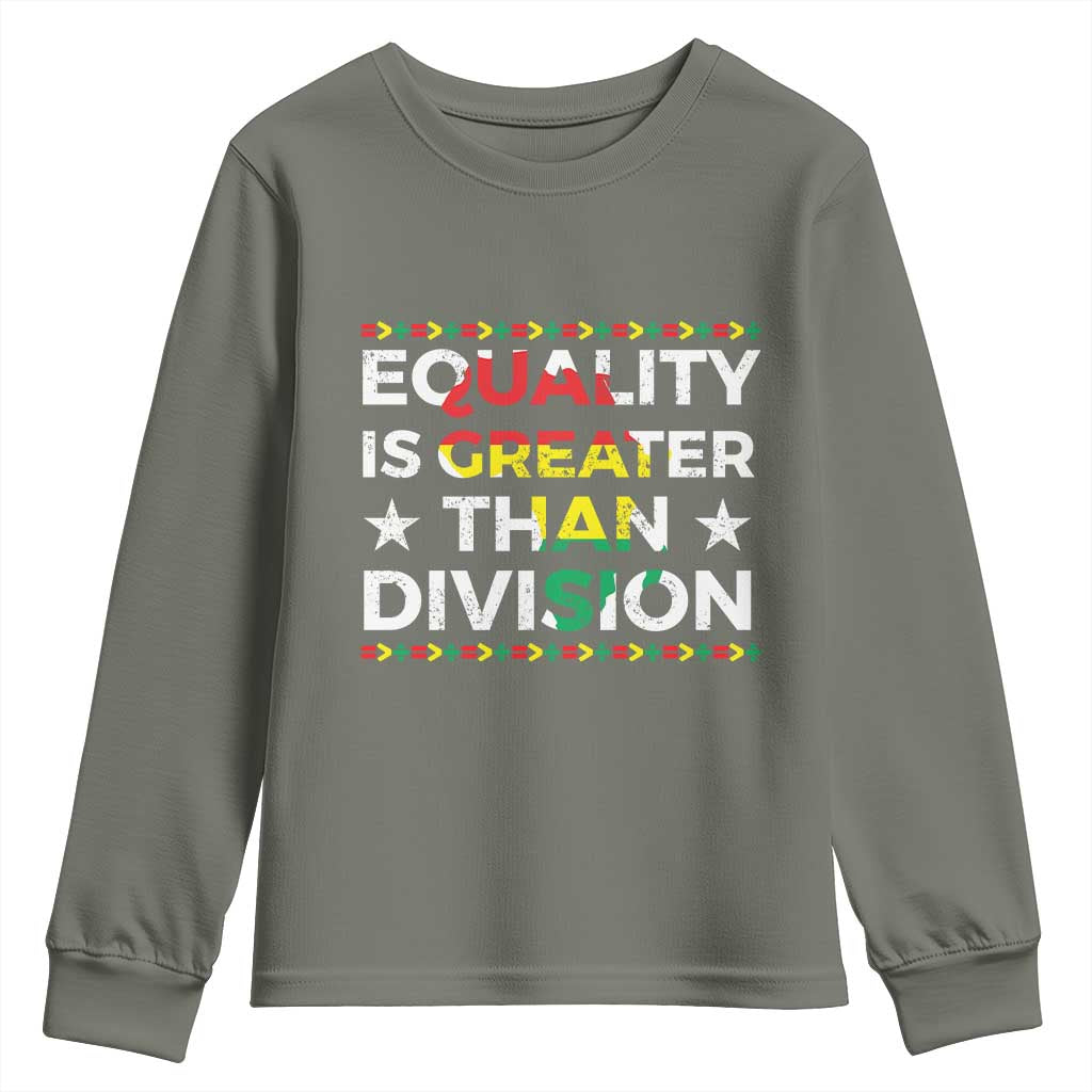 Black History Month Youth Sweatshirt Equality Is Greater Than Division TS09