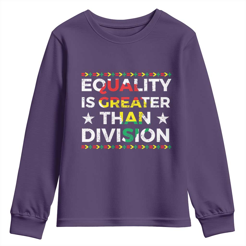 Black History Month Youth Sweatshirt Equality Is Greater Than Division TS09