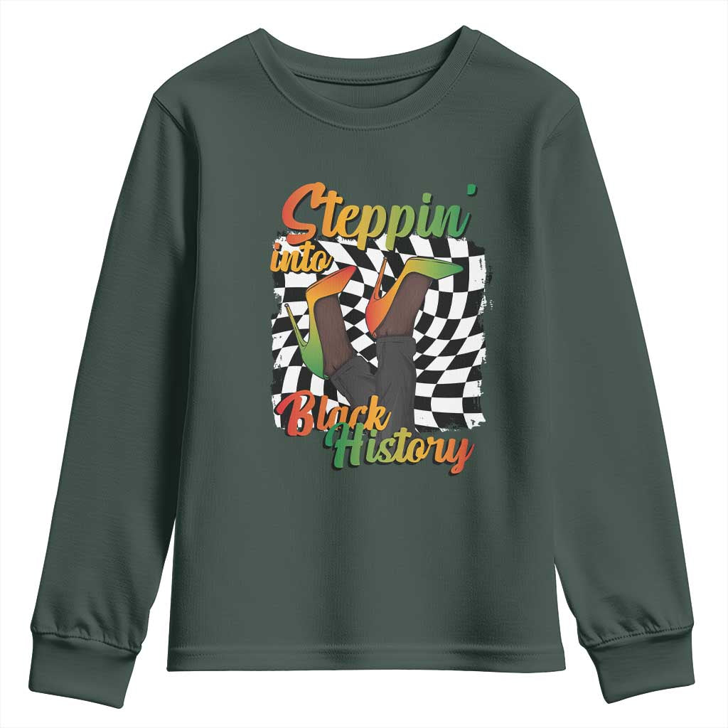 Stepping Into Black History Month Youth Sweatshirt African American Women Melanin Pride TS09