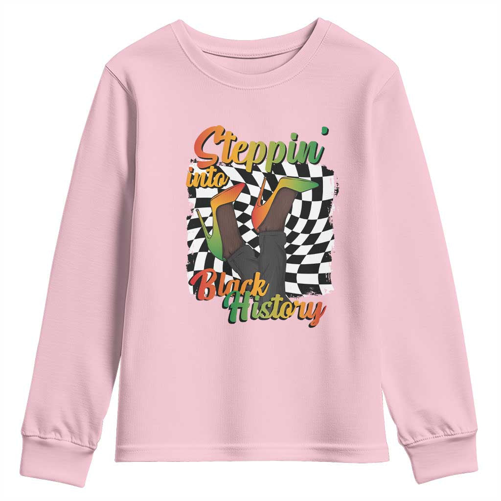 Stepping Into Black History Month Youth Sweatshirt African American Women Melanin Pride TS09