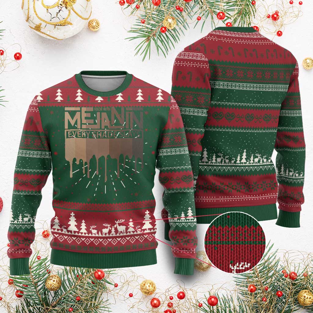African Melanin Pride Ugly Christmas Sweater Made With Melanin Every Shade Slays TS09