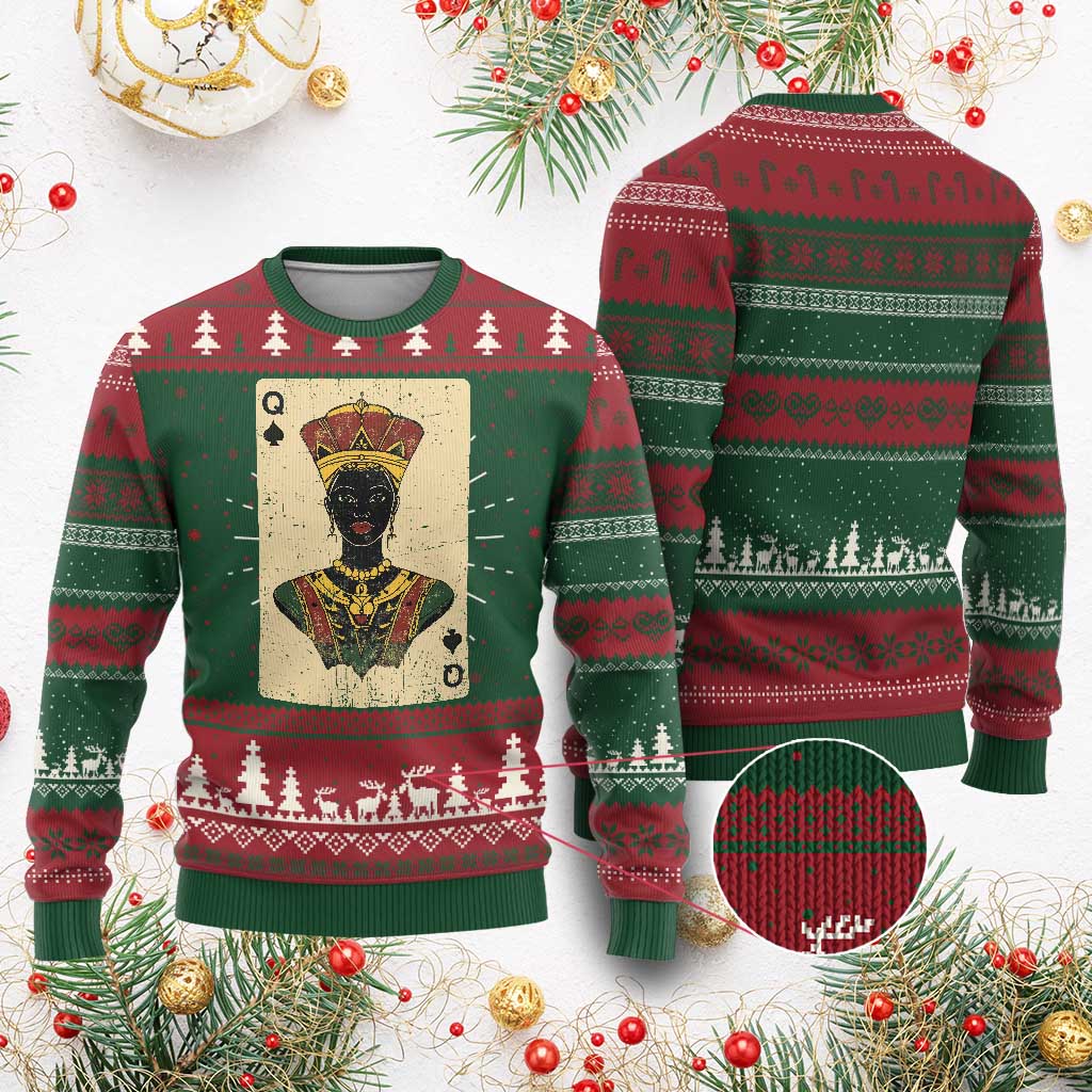 Black Pride African Queen Card Ugly Christmas Sweater TS09