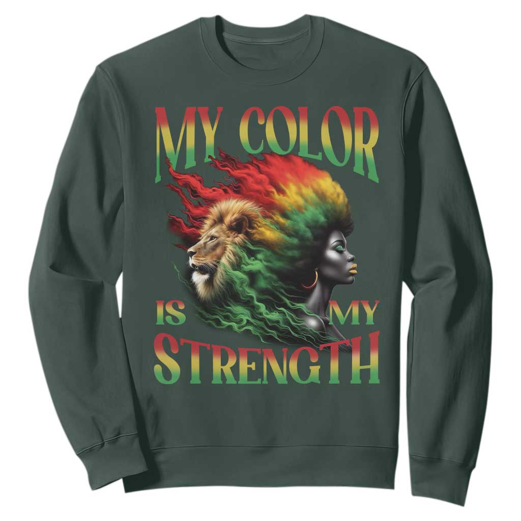 Black Pride Sweatshirt My Color Is My Strength African American Lion Women TS09