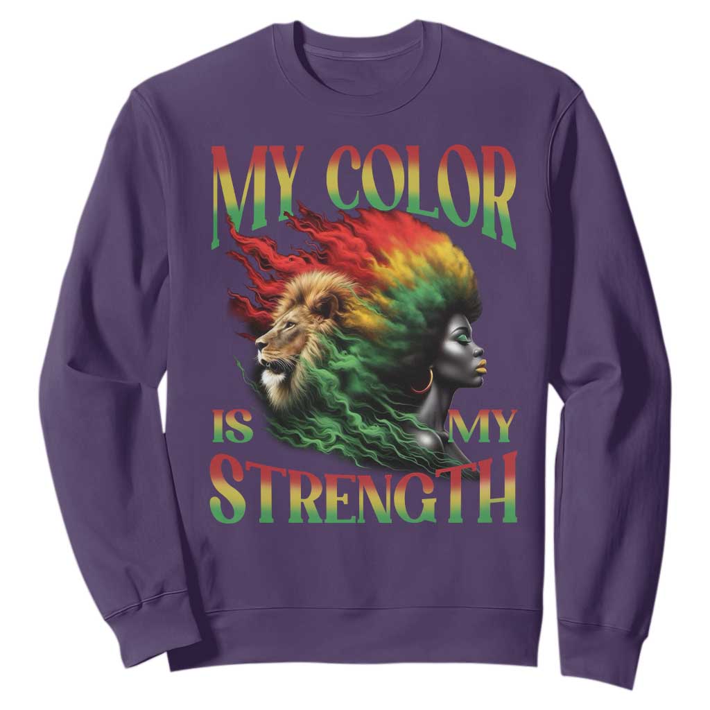 Black Pride Sweatshirt My Color Is My Strength African American Lion Women TS09