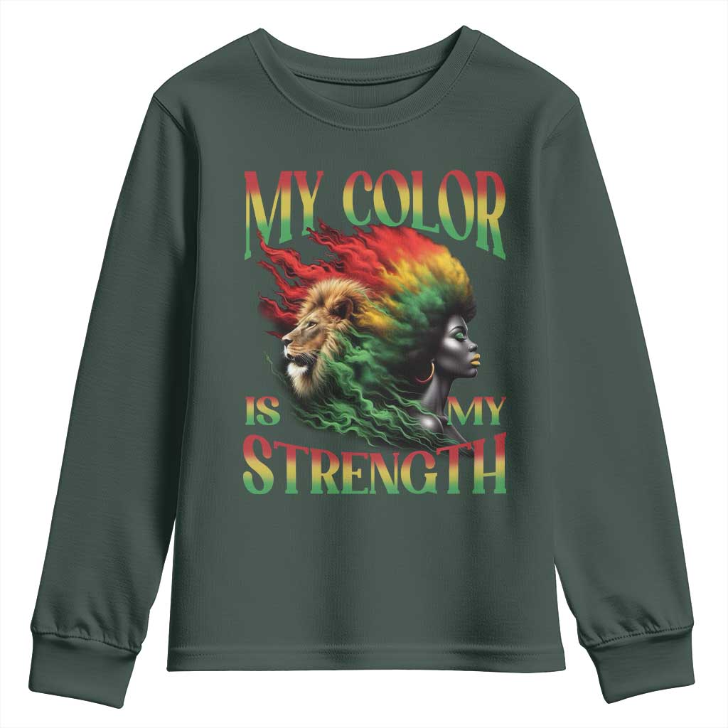 Black Pride Youth Sweatshirt My Color Is My Strength African American Lion Women TS09