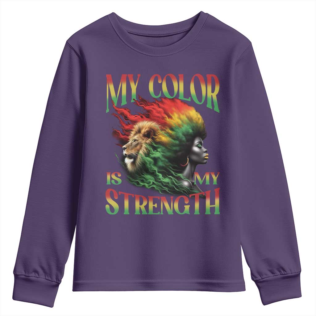 Black Pride Youth Sweatshirt My Color Is My Strength African American Lion Women TS09