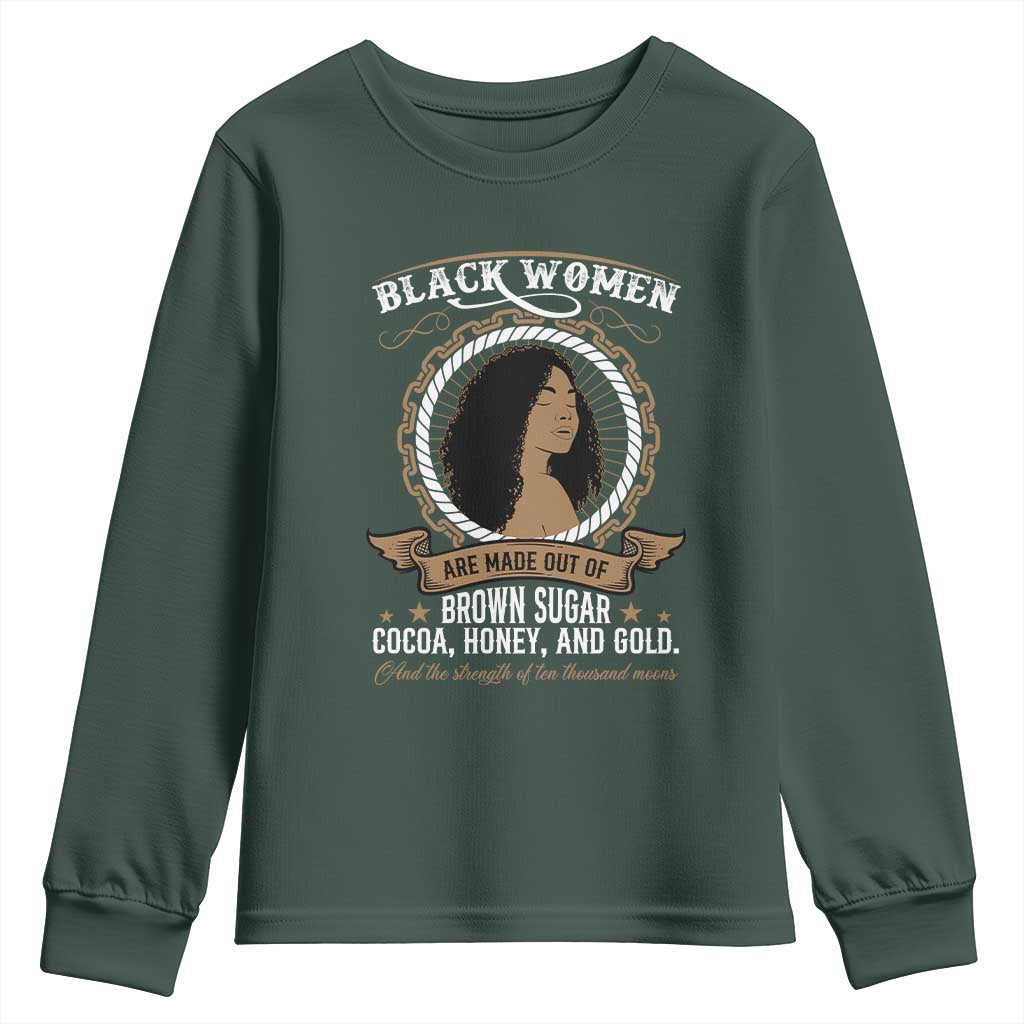 Black Women Pride Youth Sweatshirt Made Out Of Brown Sugar Cocoa Honey And Gold TS09