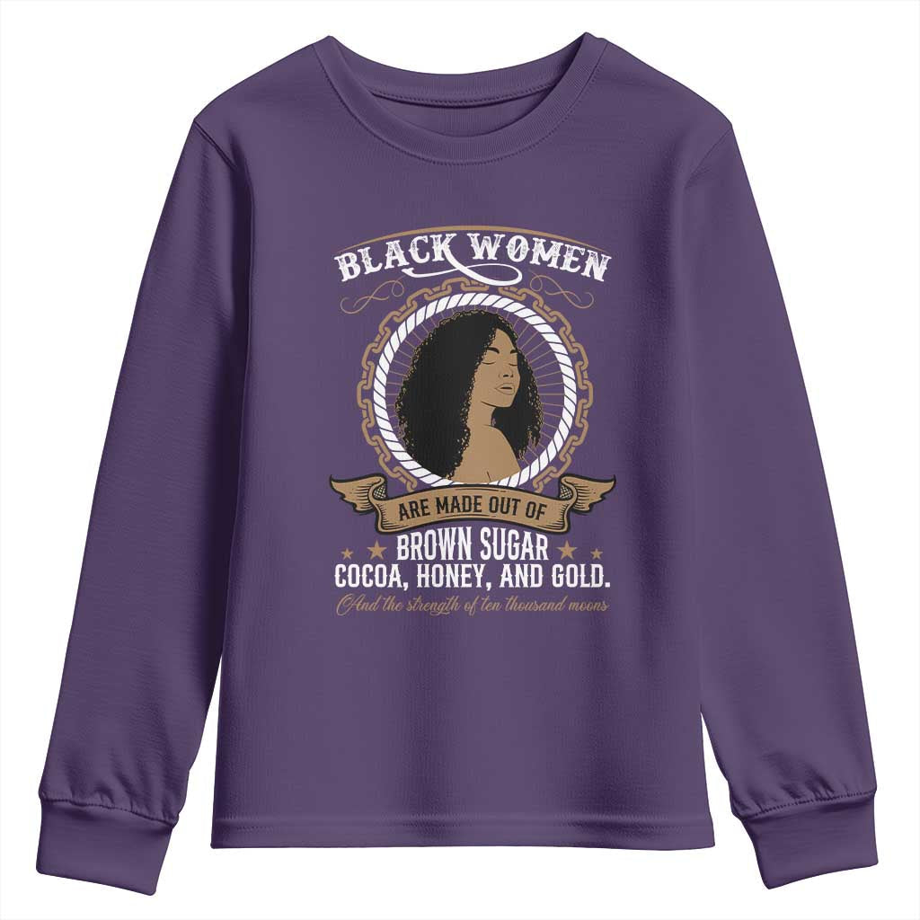Black Women Pride Youth Sweatshirt Made Out Of Brown Sugar Cocoa Honey And Gold TS09