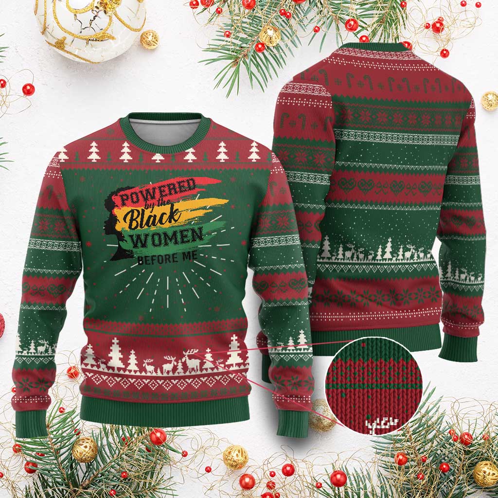Powered By The Black Women Before Me Ugly Christmas Sweater TS09