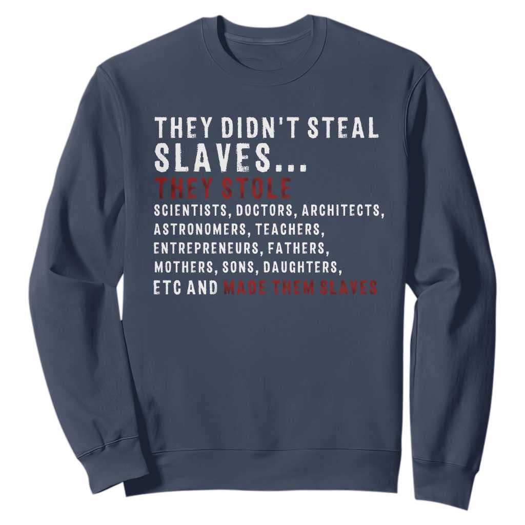 Black History Sweatshirt They Didn't Steal Slaves They Stolen And Made Them Slaves TS09