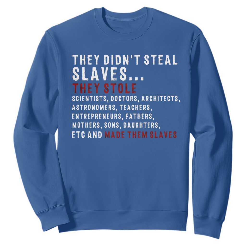 Black History Sweatshirt They Didn't Steal Slaves They Stolen And Made Them Slaves TS09
