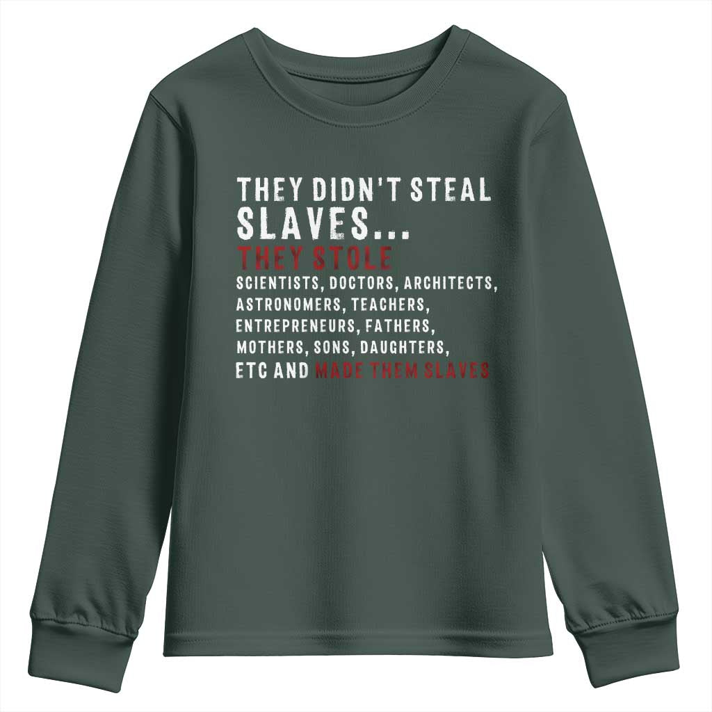 Black History Youth Sweatshirt They Didn't Steal Slaves They Stolen And Made Them Slaves TS09