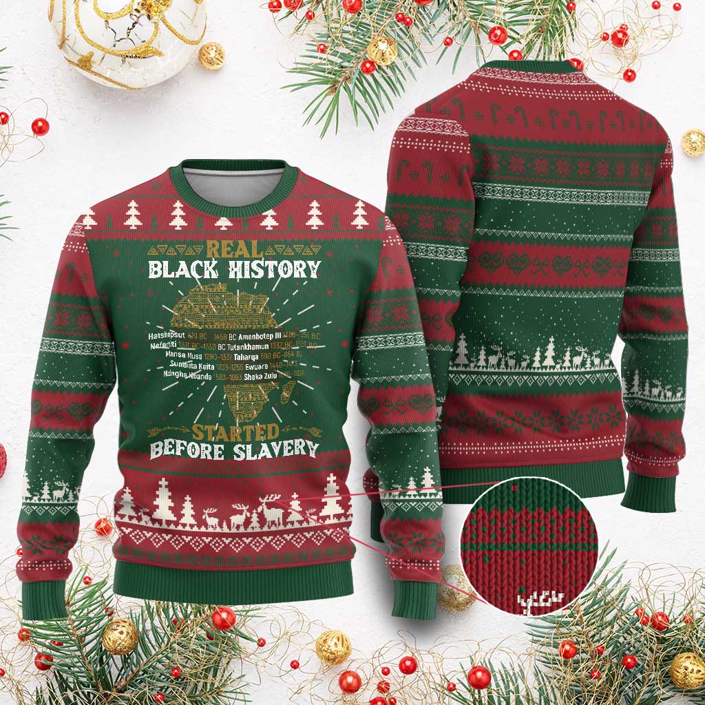 Real Black History Started Before Slavery Ugly Christmas Sweater TS09