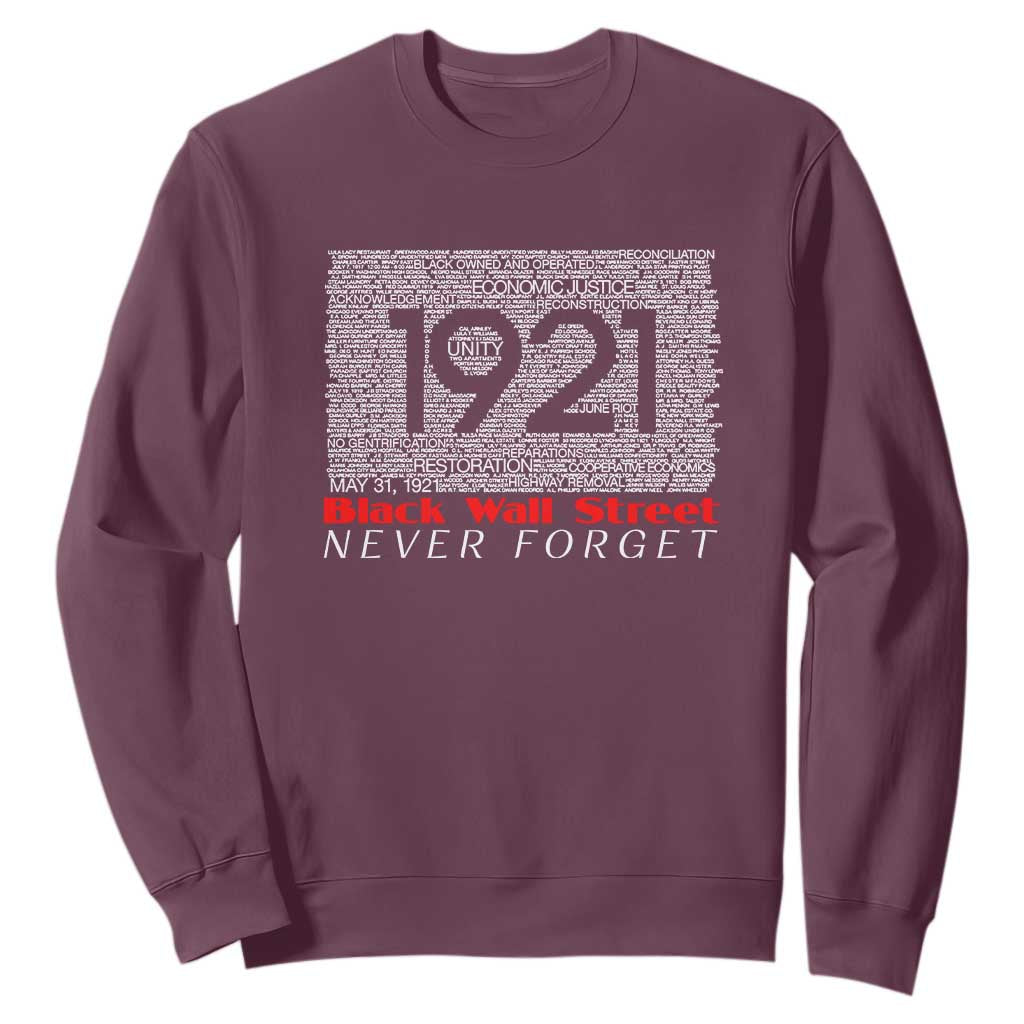 Black Wall Street Sweatshirt Never Forget 1921 Greenwood Tulsa Black History TS09