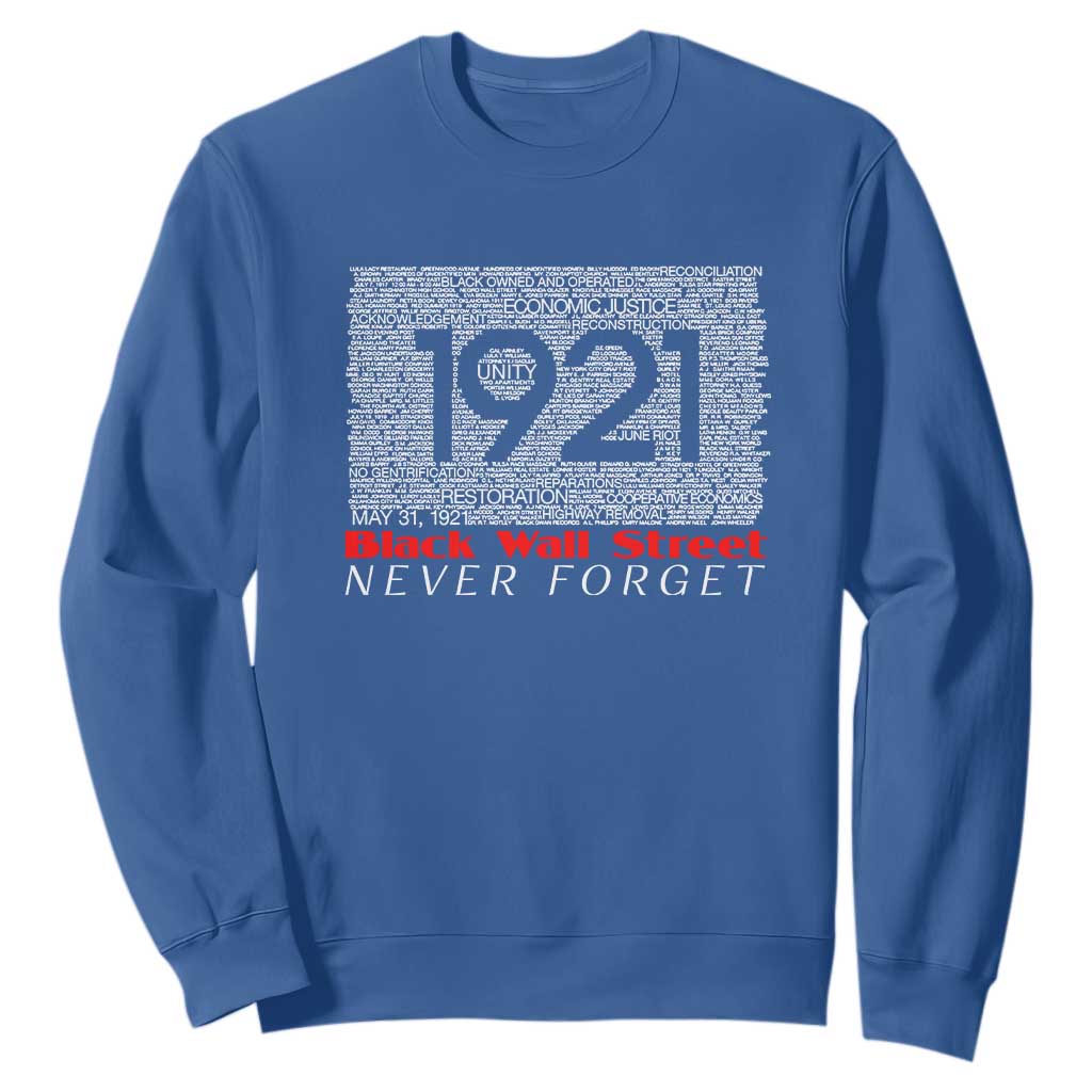 Black Wall Street Sweatshirt Never Forget 1921 Greenwood Tulsa Black History TS09