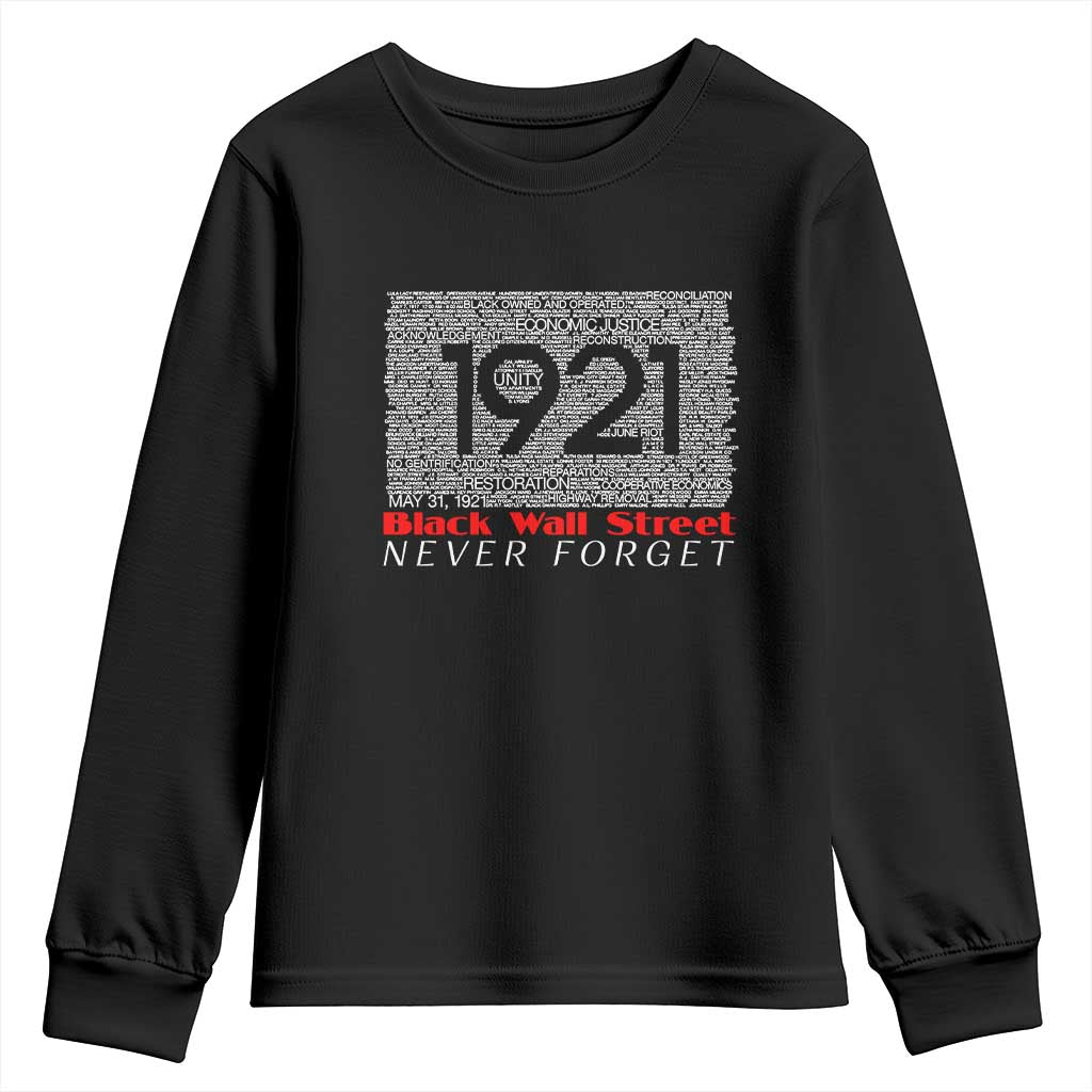 Black Wall Street Youth Sweatshirt Never Forget 1921 Greenwood Tulsa Black History TS09