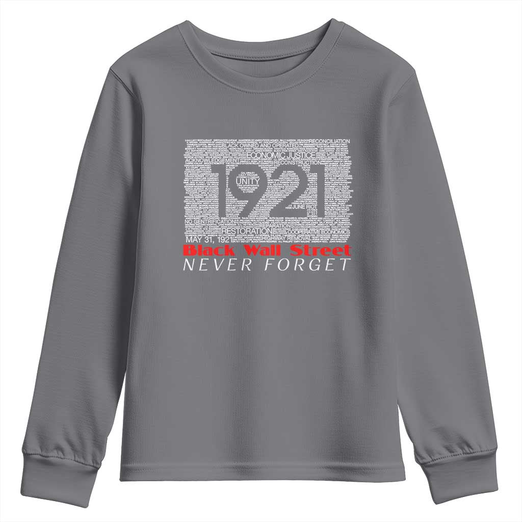 Black Wall Street Youth Sweatshirt Never Forget 1921 Greenwood Tulsa Black History TS09