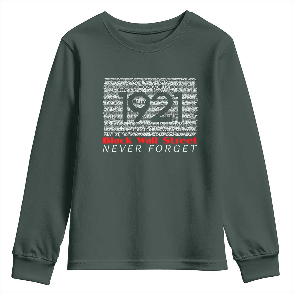 Black Wall Street Youth Sweatshirt Never Forget 1921 Greenwood Tulsa Black History TS09