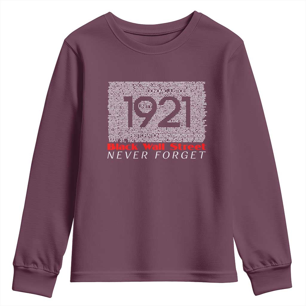 Black Wall Street Youth Sweatshirt Never Forget 1921 Greenwood Tulsa Black History TS09