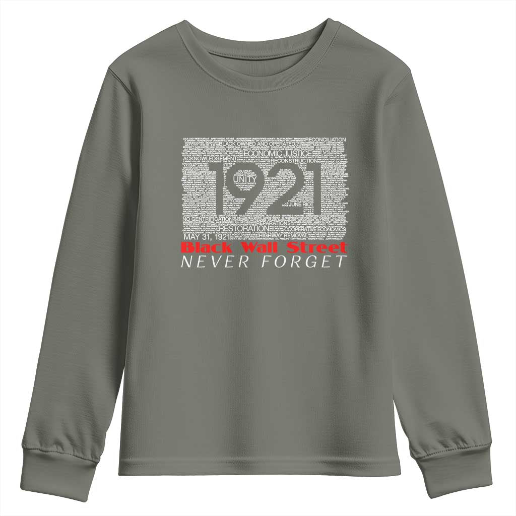 Black Wall Street Youth Sweatshirt Never Forget 1921 Greenwood Tulsa Black History TS09
