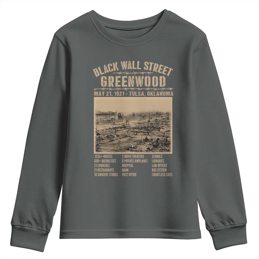 Black Wall Street Youth Sweatshirt Never Forget 1921 Tulsa Black History Retro TS09