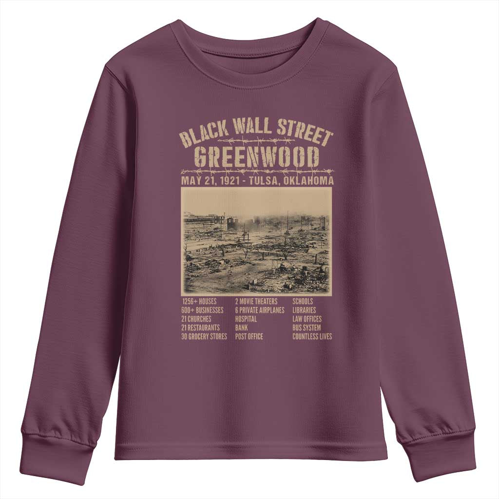 Black Wall Street Youth Sweatshirt Never Forget 1921 Tulsa Black History Retro TS09
