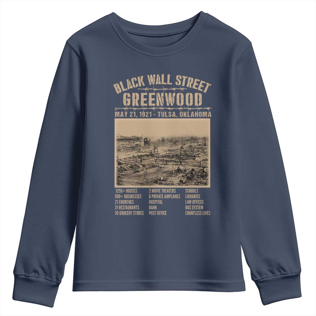 Black Wall Street Youth Sweatshirt Never Forget 1921 Tulsa Black History Retro TS09