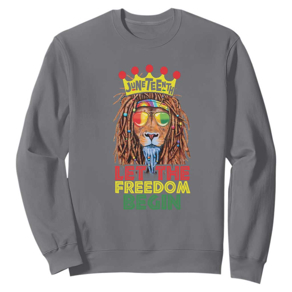 Juneteenth Sweatshirt Let The Freedom Begin Lion Rasta African American TS09
