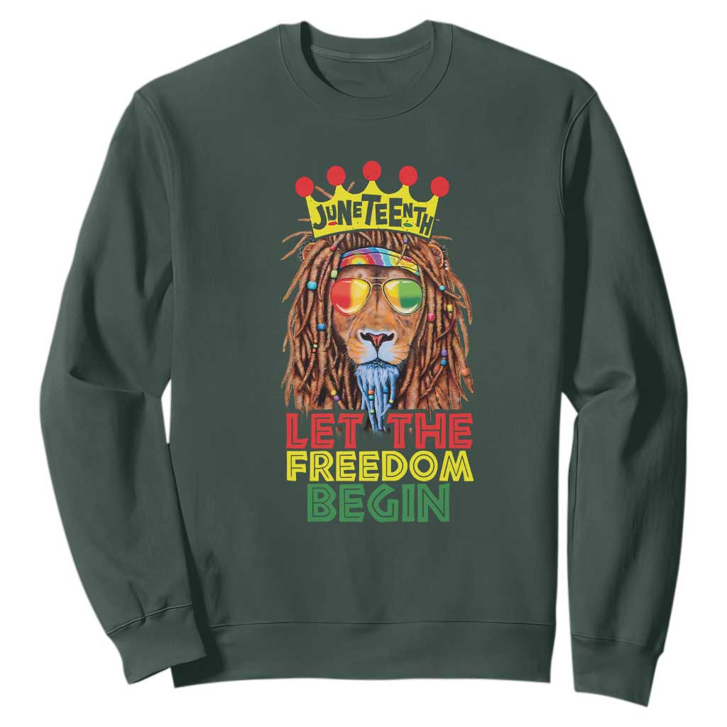 Juneteenth Sweatshirt Let The Freedom Begin Lion Rasta African American TS09