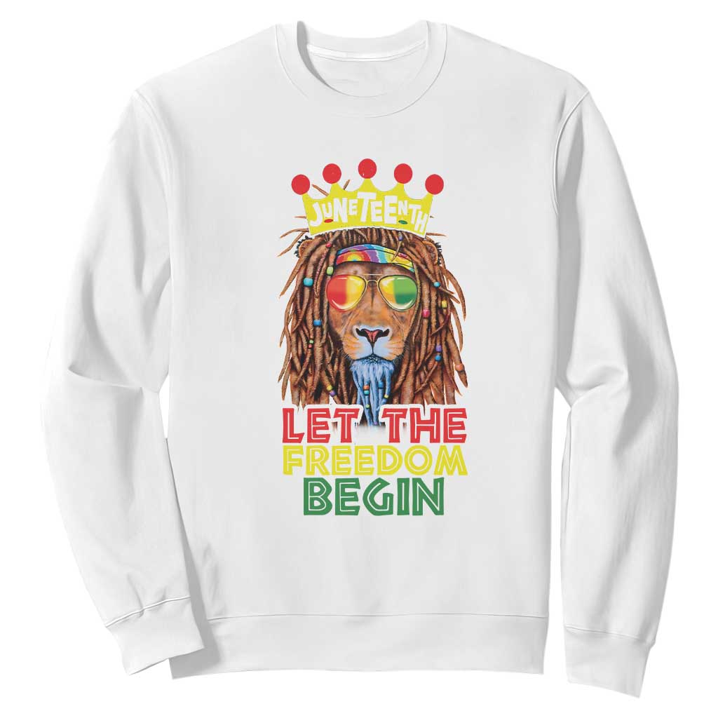 Juneteenth Sweatshirt Let The Freedom Begin Lion Rasta African American TS09