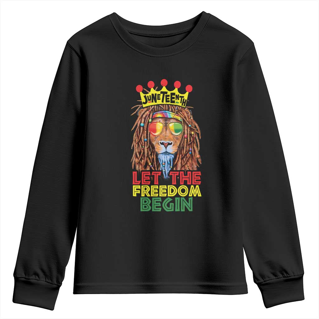 Juneteenth Youth Sweatshirt Let The Freedom Begin Lion Rasta African American TS09