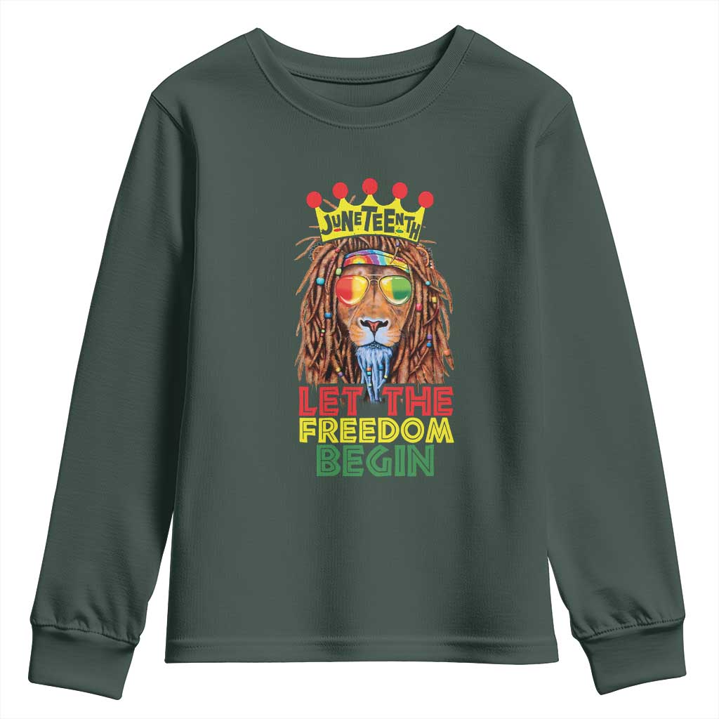 Juneteenth Youth Sweatshirt Let The Freedom Begin Lion Rasta African American TS09