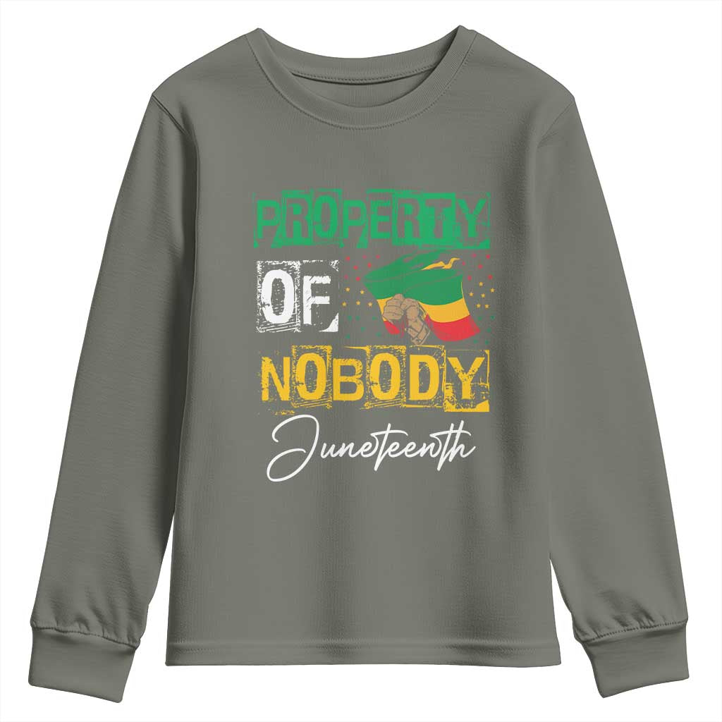 Juneteenth Youth Sweatshirt Property Of Nobody Melanin Black Freedom TS09