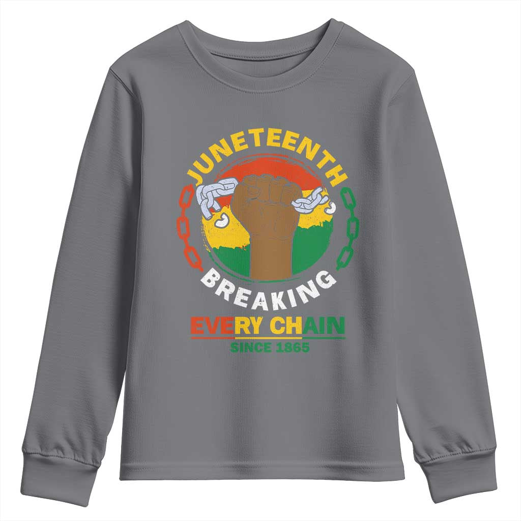 Juneteenth Youth Sweatshirt Breaking Every Chain Since 1865 Black Freedom TS09