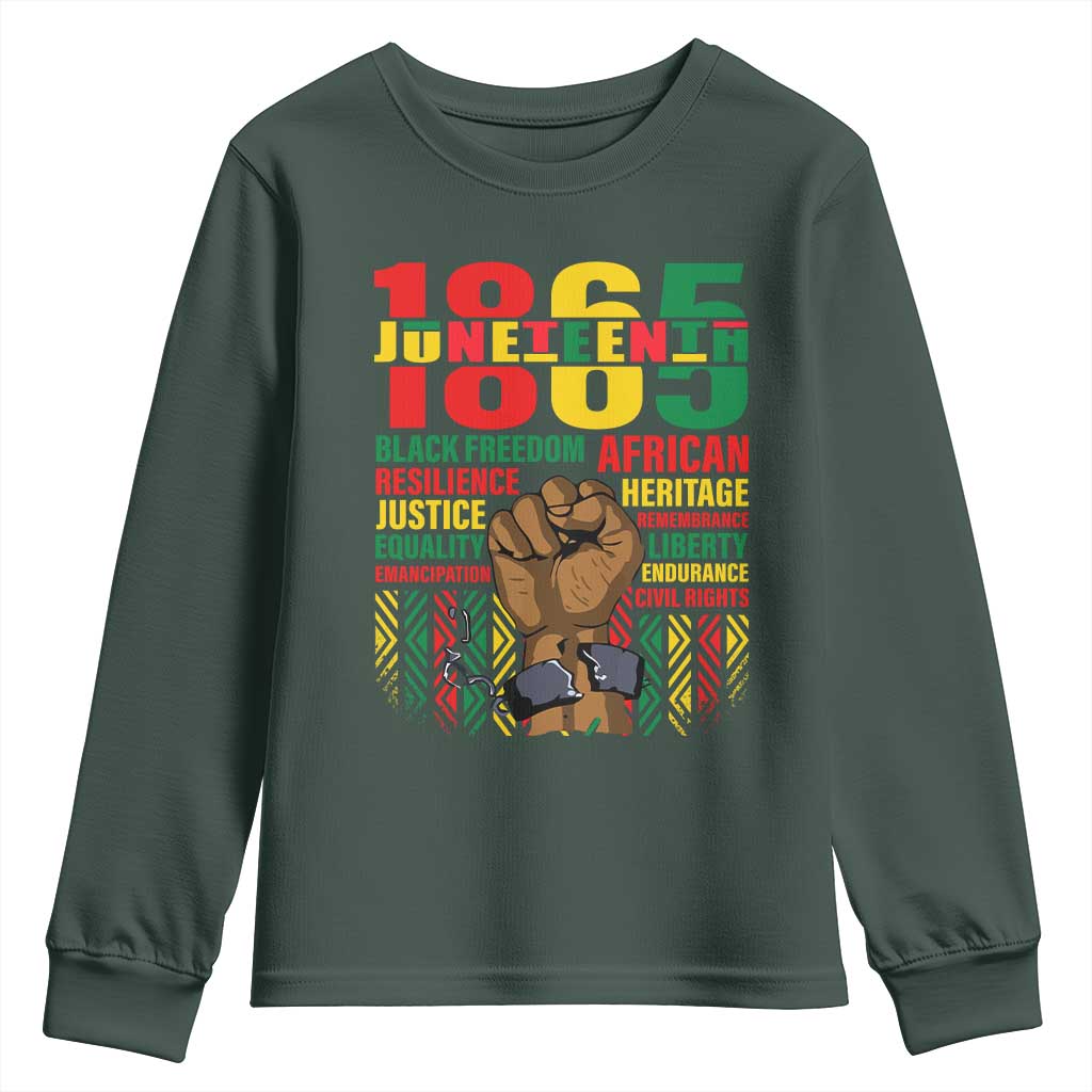 1865 Juneteenth Youth Sweatshirt Black Freedom African Resilience Remembrance TS09