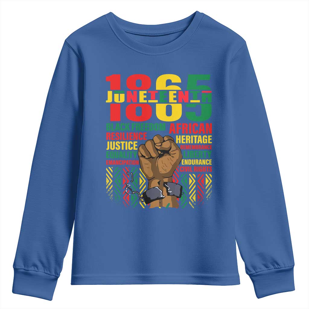 1865 Juneteenth Youth Sweatshirt Black Freedom African Resilience Remembrance TS09