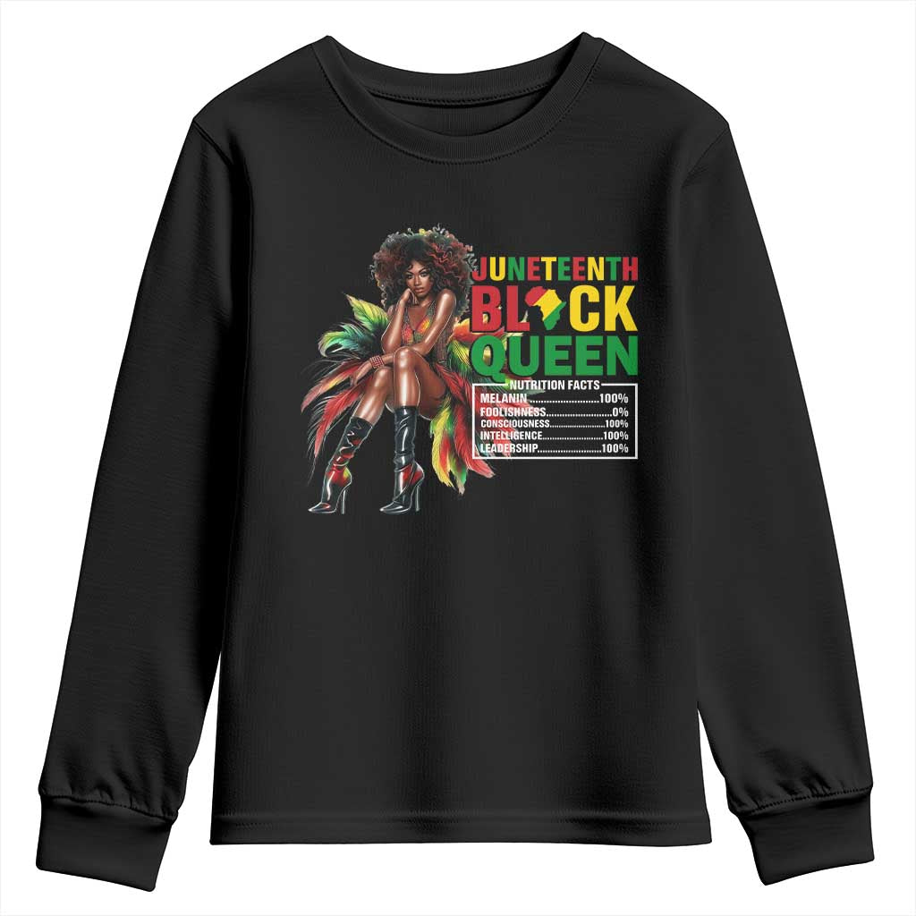 Juneteenth Youth Sweatshirt Black Queen Nutritional Facts African American TS09