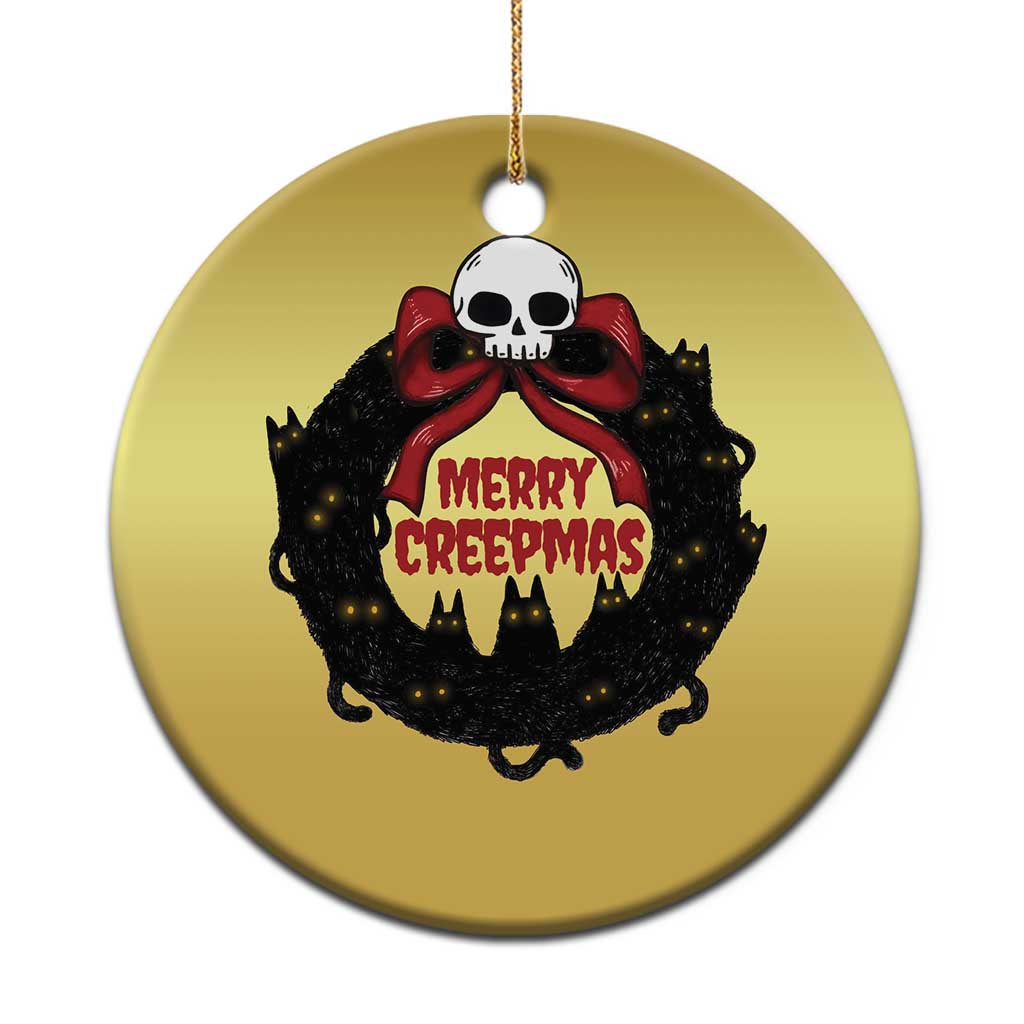 Gothic Xmas Christmas Ornament Merry Creepmas Cat Wreath TS09