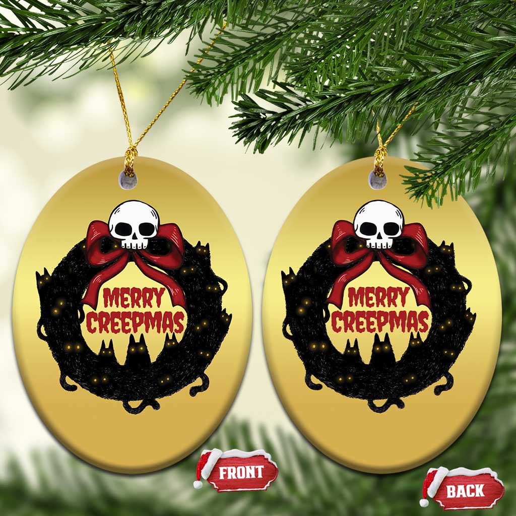 Gothic Xmas Christmas Ornament Merry Creepmas Cat Wreath TS09