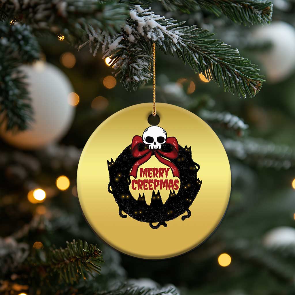 Gothic Xmas Christmas Ornament Merry Creepmas Cat Wreath TS09