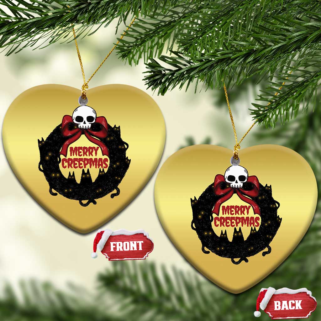 Gothic Xmas Christmas Ornament Merry Creepmas Cat Wreath TS09