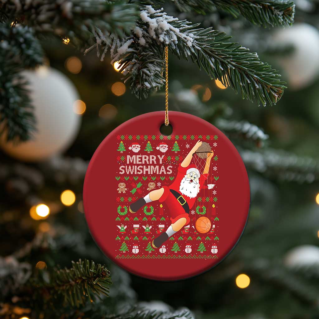 Xmas Basketball Christmas Ornament Merry Swishmas Santa Baseketball Player TS09
